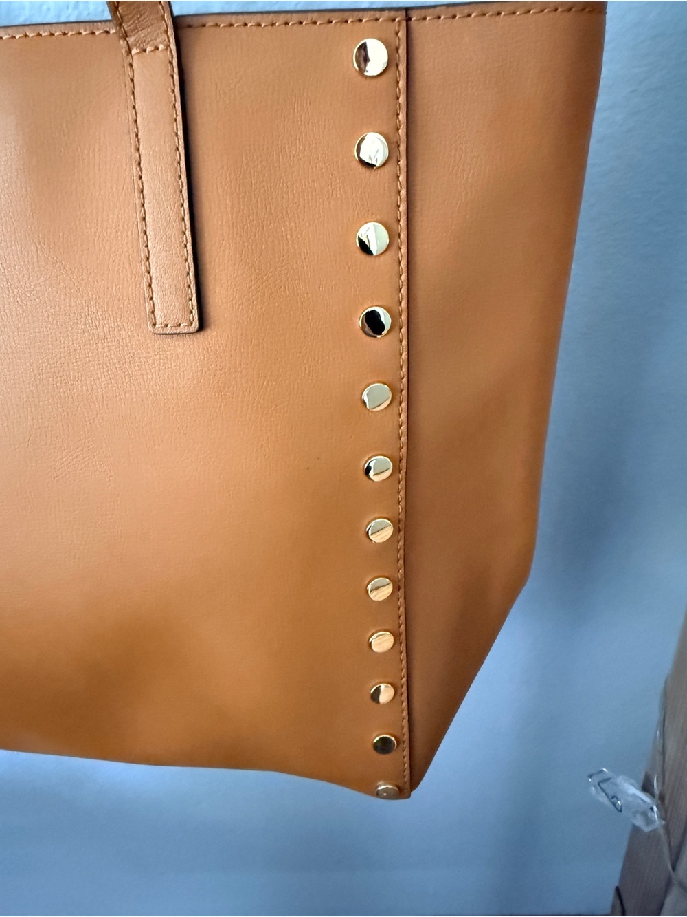 Michael Kors Rivington Gold Studded Cognac Leather Tote - Picture 9 of 14